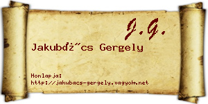 Jakubács Gergely névjegykártya